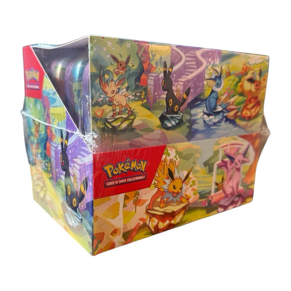 Pokemon TCG Scarlet & Violet Prismatic Evolutions 8 Mini Tins Sealed Case